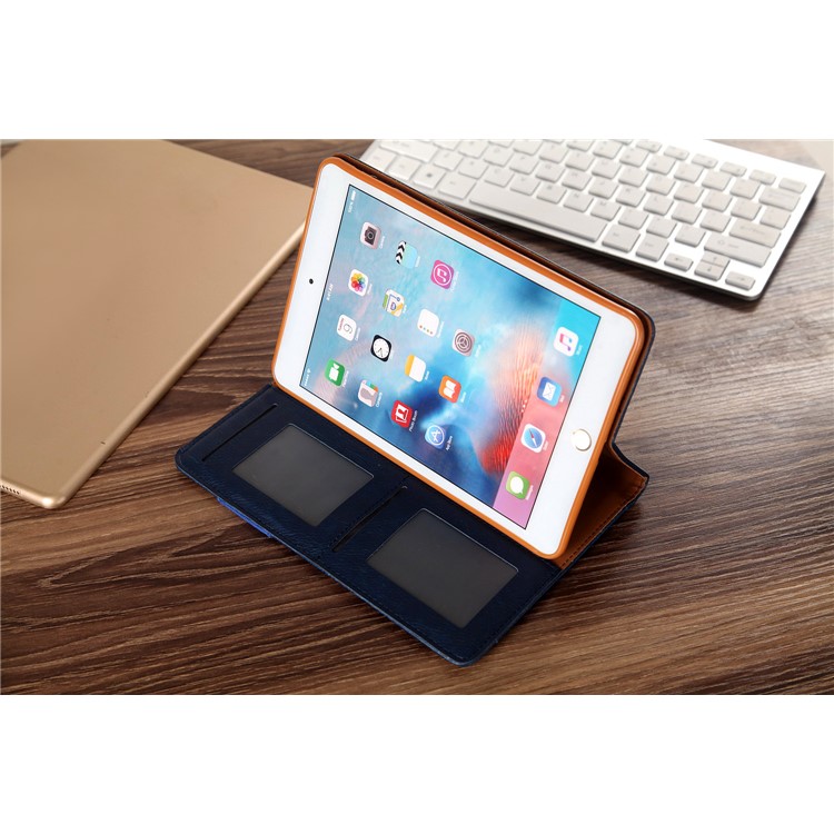 CMAI2 Leather Flip Cover com slots de fotos / cartões para iPad Mini 4 - escuro azul-19