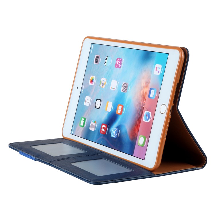 CMAI2 Leather Flip Cover com slots de fotos / cartões para iPad Mini 4 - escuro azul-4