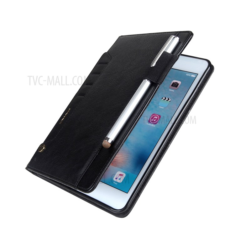 CMAI2 Leather Flip Cover Case with Photo/Card Slots for iPad Air 2 - Black-11