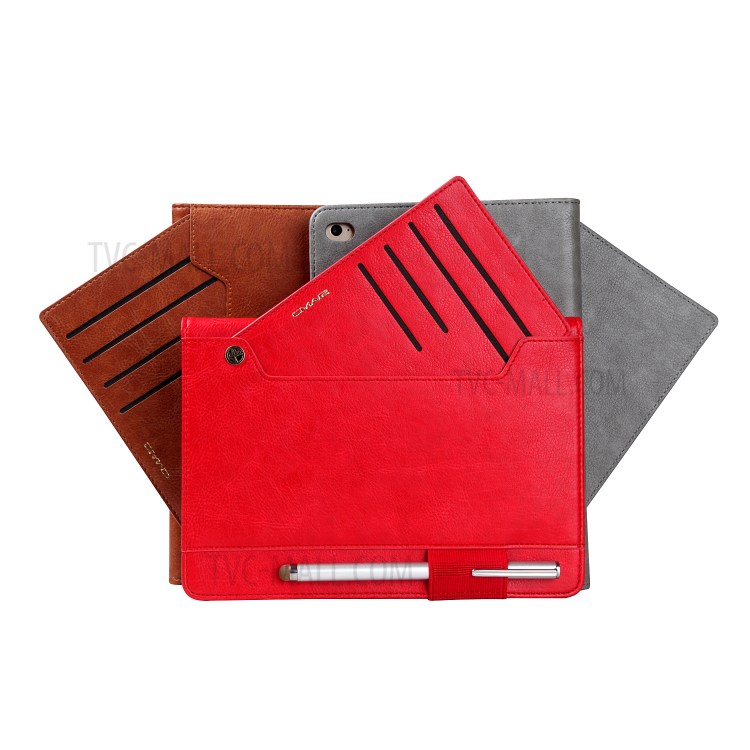 CMAI2 Leather Flip Cover Case with Photo/Card Slots for iPad Air 2 - Black-14