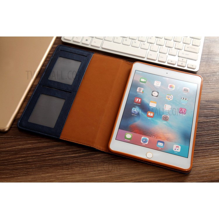 CMAI2 Leather Flip Cover Case with Photo/Card Slots for iPad Air 2 - Black-17
