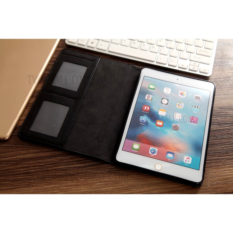 CMAI2 Leather Flip Cover Case with Photo/Card Slots for iPad Air 2 - Black-18