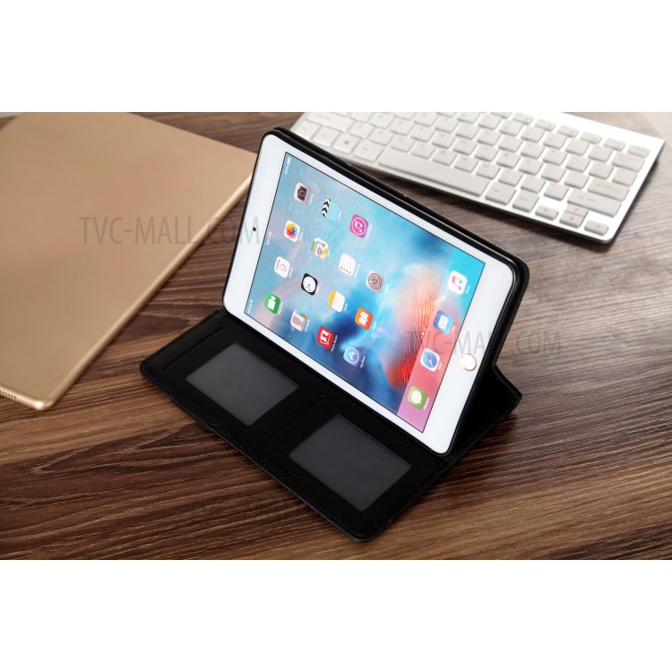 CMAI2 Leather Flip Cover Case with Photo/Card Slots for iPad Air 2 - Black-22