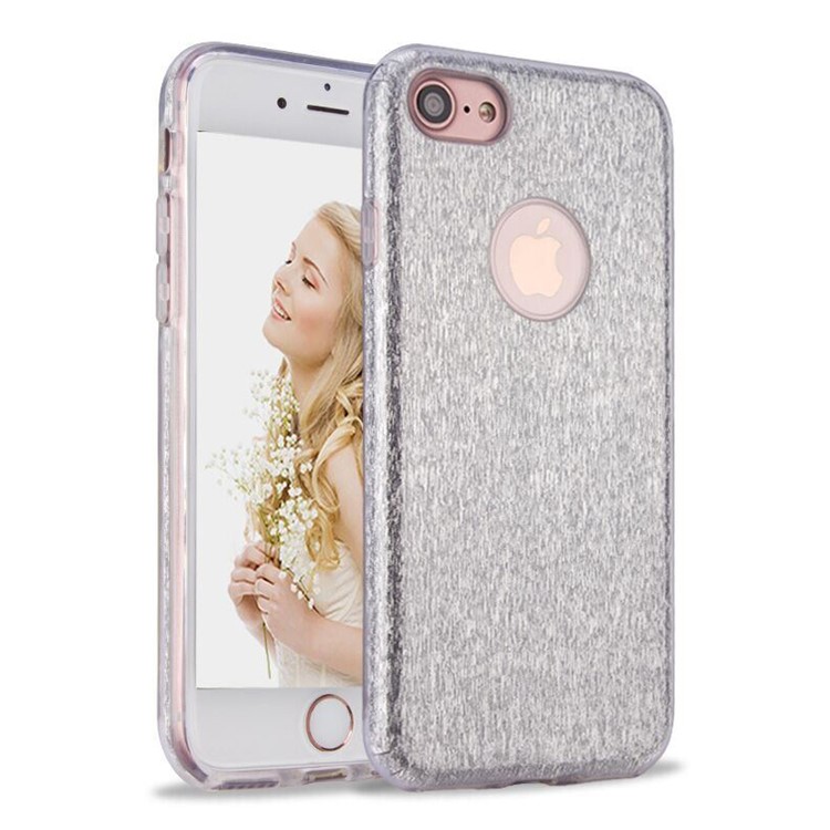 EDIVIA Glittery Flash Powder TPU + PC Phone Case Cover for iPhone 7 4.7 inch - Silver-1