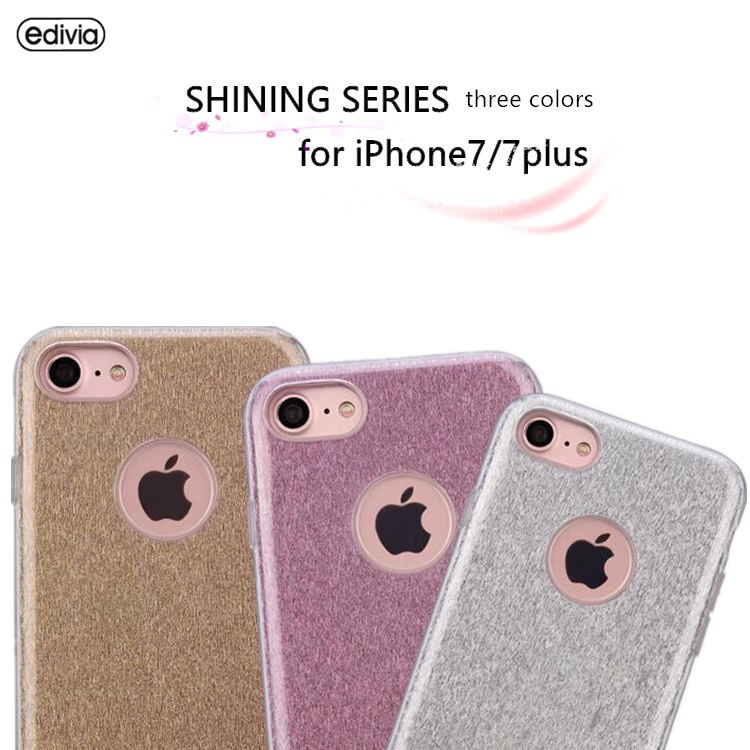 EDIVIA Glittery Flash Powder TPU + PC Phone Case Cover for iPhone 7 4.7 inch - Silver-2