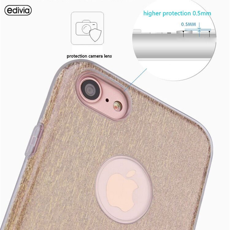 EDIVIA Glittery Flash Powder TPU + PC Phone Case Cover for iPhone 7 4.7 inch - Silver-3