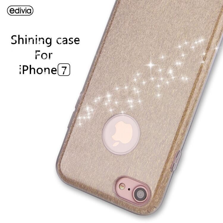 EDIVIA Glittery Flash Powder TPU + PC Phone Case Cover for iPhone 7 4.7 inch - Silver-4
