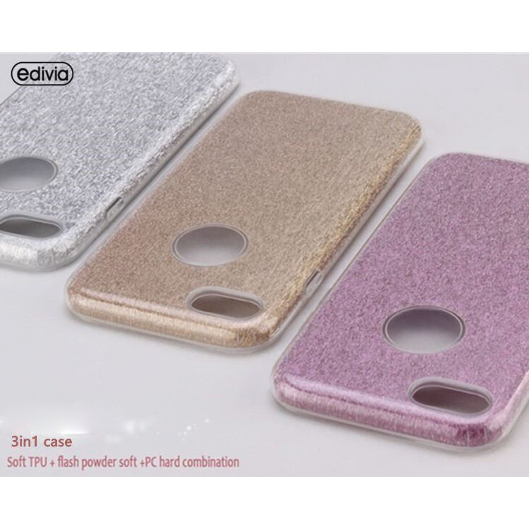 EDIVIA Glittery Flash Powder TPU + PC Phone Case Cover for iPhone 7 4.7 inch - Silver-6