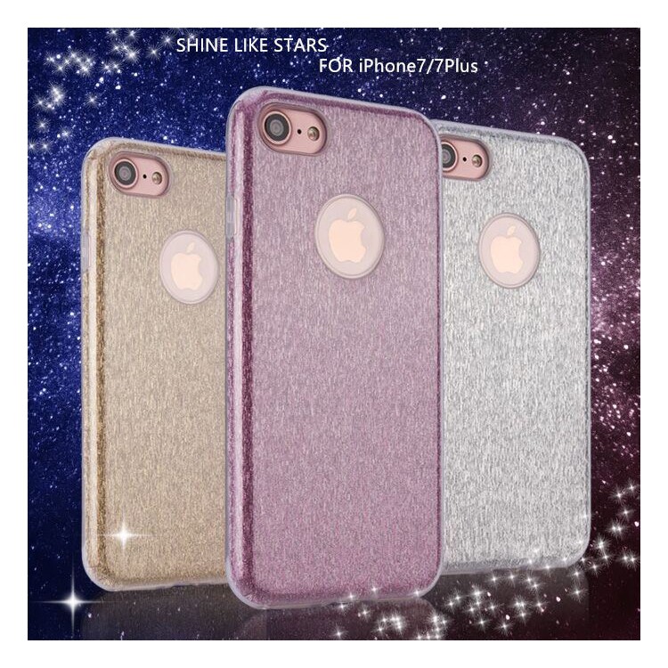 EDIVIA Glittery Flash Powder TPU + PC Phone Case Cover for iPhone 7 4.7 inch - Silver-7