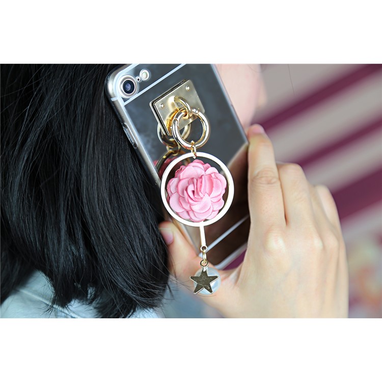 For iPhone 7 Electroplating Mirror-like TPU Back Case with Rose Pearl Star Pendant - Rose-3
