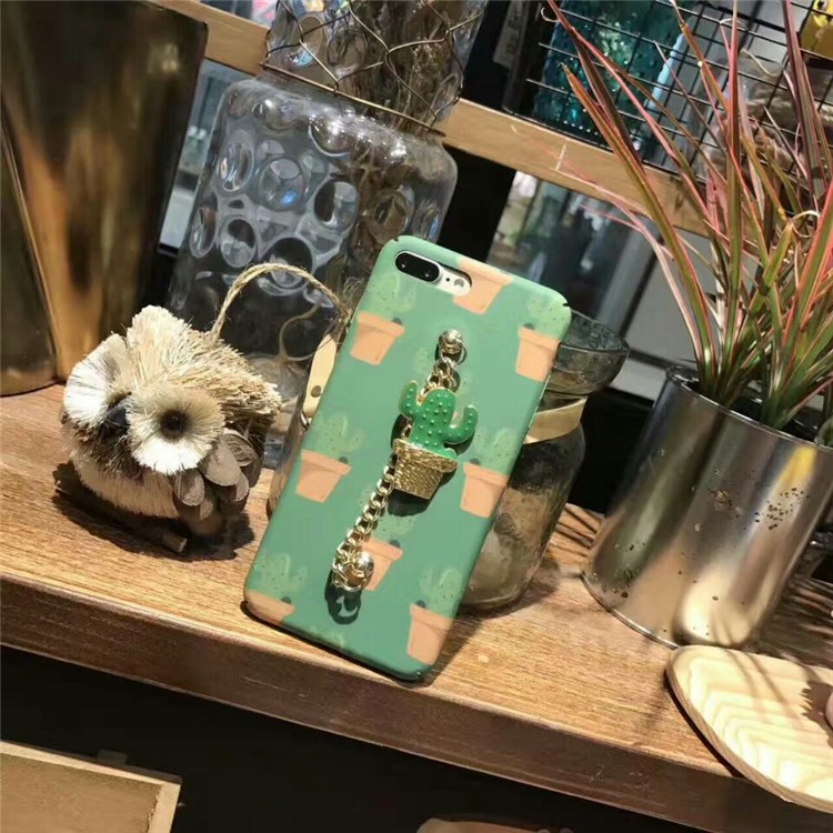 Cactus Embossment Pattern Noctilucent PC Phone Case with Cactus Pendant for iPhone 7 Plus 5.5 inch-1