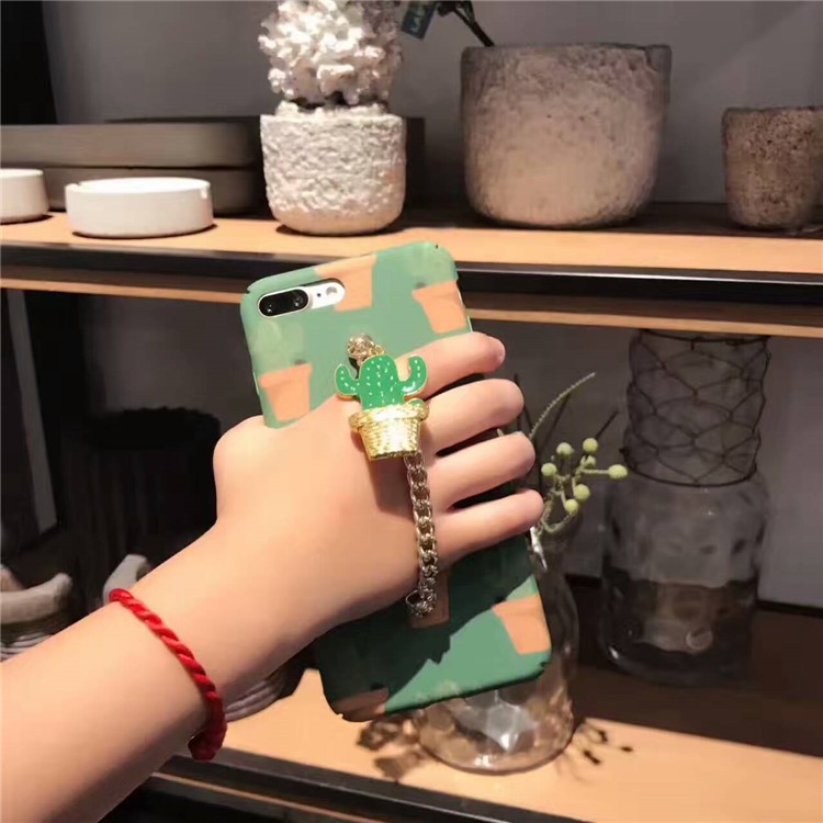 Cactus Embossment Pattern Noctilucent PC Phone Case with Cactus Pendant for iPhone 7 Plus 5.5 inch-6