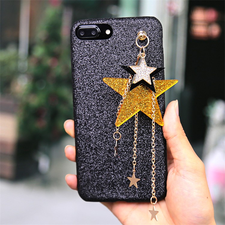 Flash Powder Star Ornaments TPU Cell Phone Case for iPhone 7 Plus - Black-1