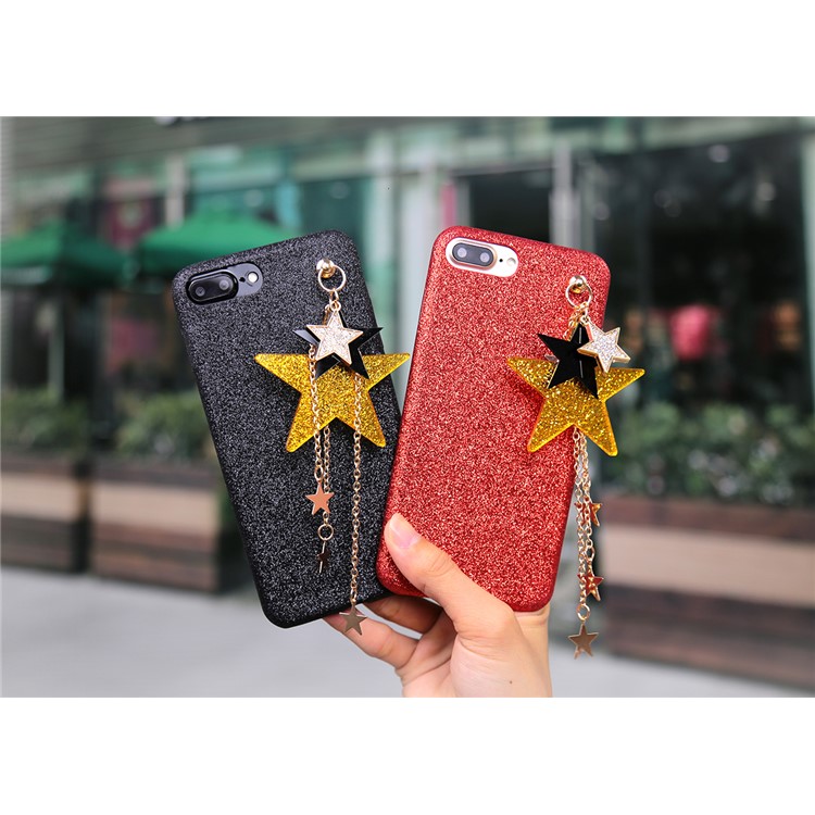 Flash Powder Star Ornaments TPU Cell Phone Case for iPhone 7 Plus - Black-3