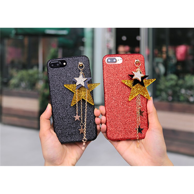 Flash Powder Star Ornaments TPU Cell Phone Case for iPhone 7 Plus - Black-4