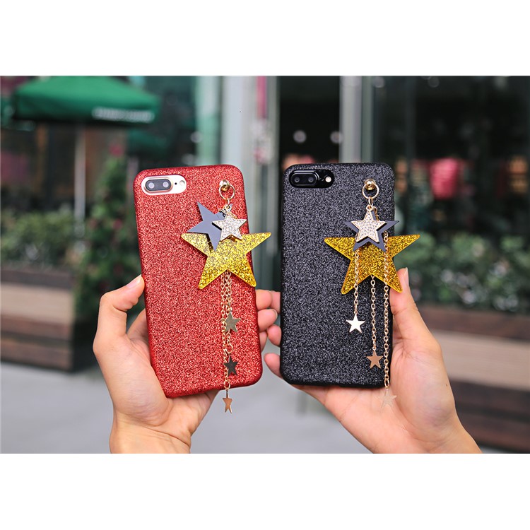 Flash Powder Star Ornaments TPU Cell Phone Case for iPhone 7 Plus - Black-5