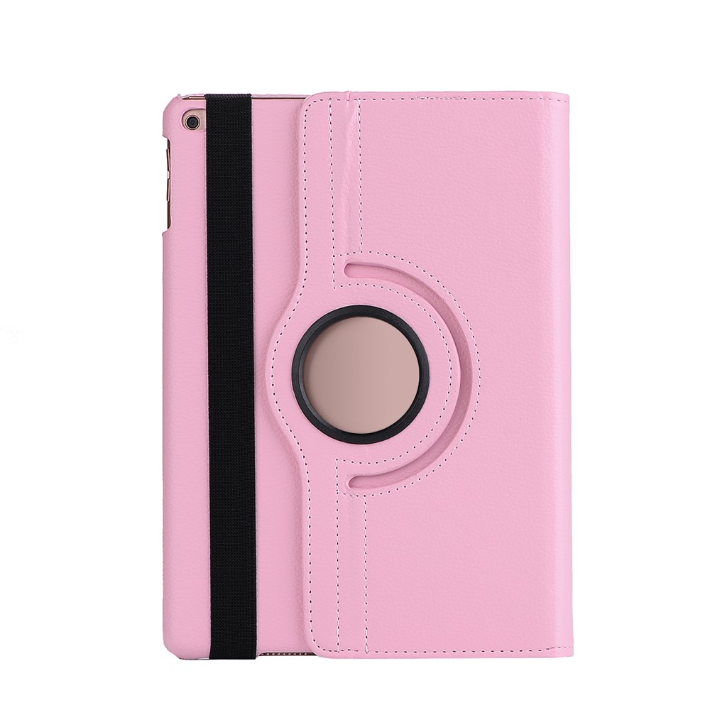 For iPad 9.7 (2018)/(2017) Litchi Texture 360 Degree Rotary Stand Smart Leather Tablet Case - Deep Pink