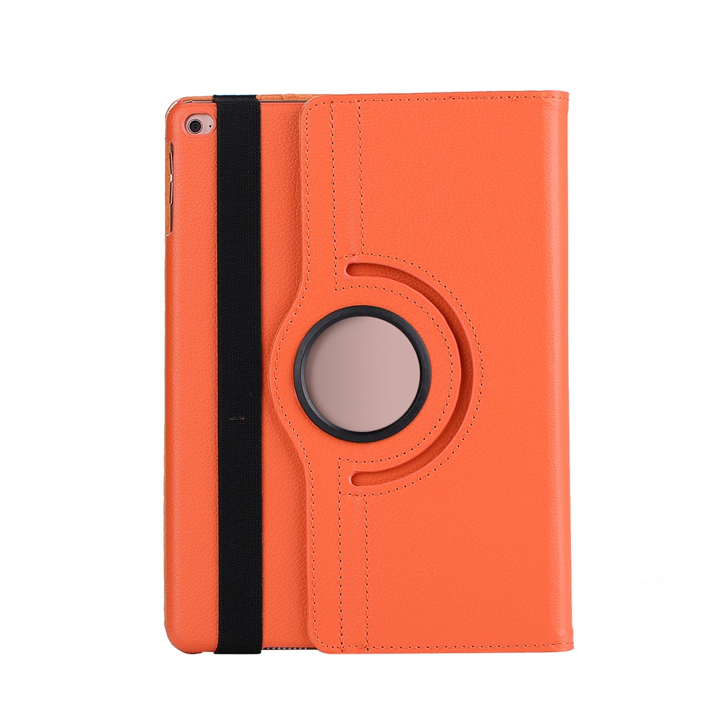 For iPad 9.7 (2018)/(2017) Litchi Texture 360 Degree Rotary Stand Smart Leather Tablet Case - Orange