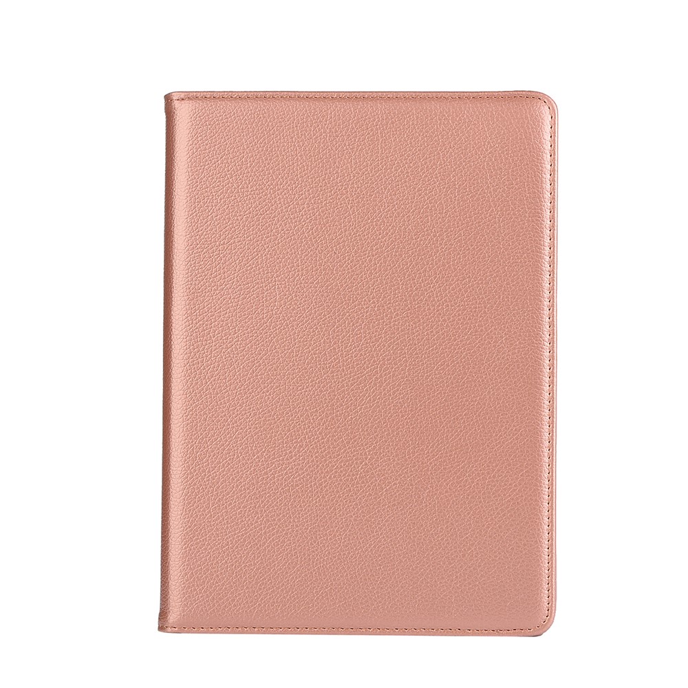 Lychee Texture PU Leather 360 Degree Rotary Stand Cover with Elastic Band for iPad 9.7 (2018) / 9.7 (2017) - Rose Gold-2