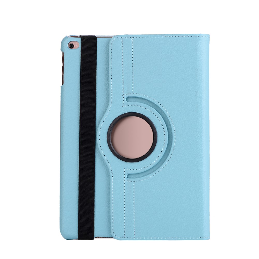 For iPad 9.7 (2018)/(2017) Litchi Texture 360 Degree Rotary Stand Smart Leather Tablet Case - Baby Blue