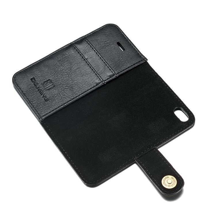 DG.MING 2 in 1 Split Leather Wallet + Removable PC Case for iPhone SE / 5s / 5 - Black-9