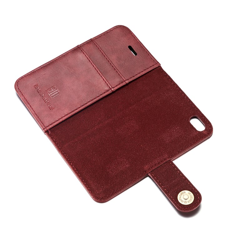 Dg. Ming Per Iphone SE / 5s / 5 Portafoglio di Pelle Split da 2 in 1 Staccabile in 1 Graffio di pc Rimovibile - Rosso-9