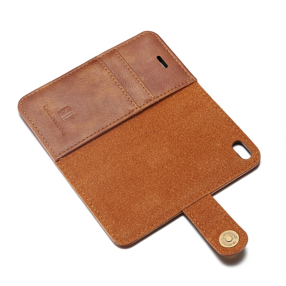 DG.MING Detachable 2 in 1 Split Leather Wallet Cell Phone Case for iPhone SE / 5s / 5 - Brown-9