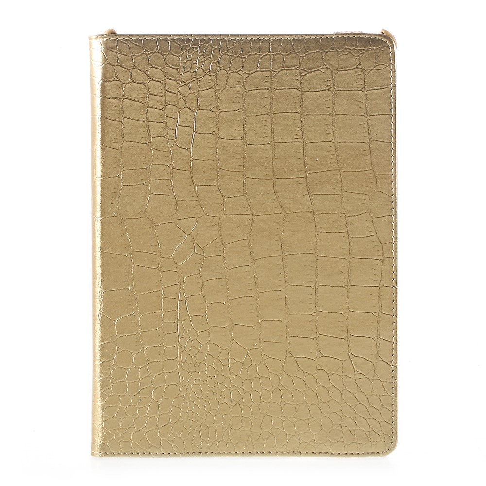 360 Degree Rotary Stand Leather Flip Case for iPad 9.7 (2017) - Crocodile Texture / Gold-2
