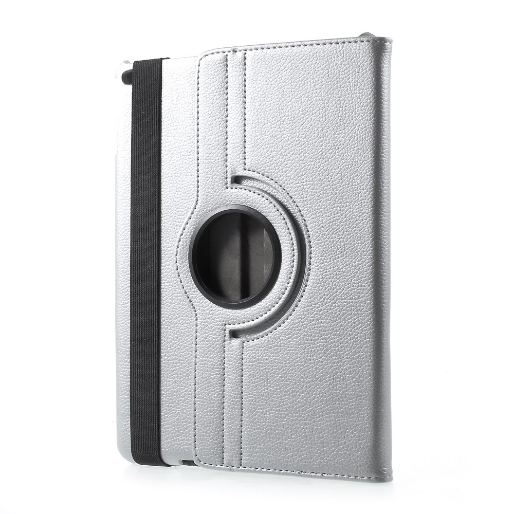 For iPad 9.7 (2018) / 9.7 (2017) Leather Flip Protective Case with 360 Degree Rotary Stand - Litchi Texture / Silver