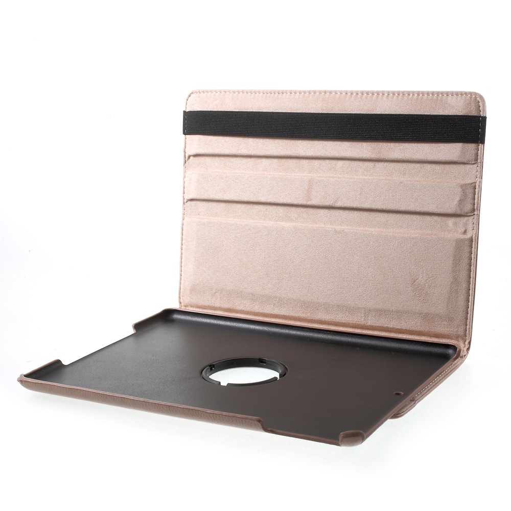 PU couro 360 graus rotary stand shell para iPad 9.7 (2017) - Litchi textura / ouro rosa-7