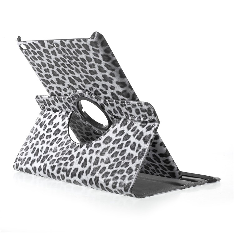 360 Degree Rotary Stand Leather Tablet Case for iPad 9.7 (2018) / 9.7 (2017) - Leopard Pattern / Grey-6