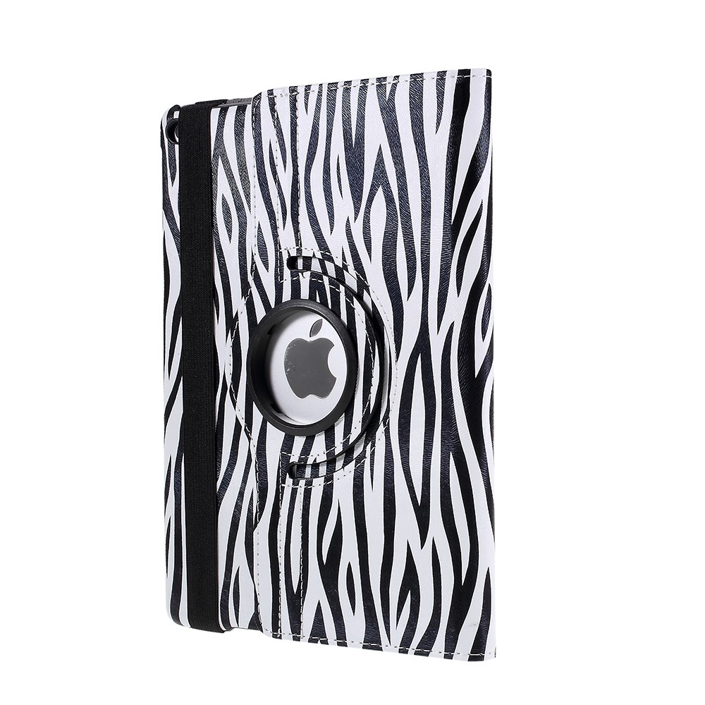 For iPad 9.7 (2018) / 9.7 (2017) PU Leather Flip Shell with 360 Degree Rotary Stand - Zebra Pattern / Grey-2