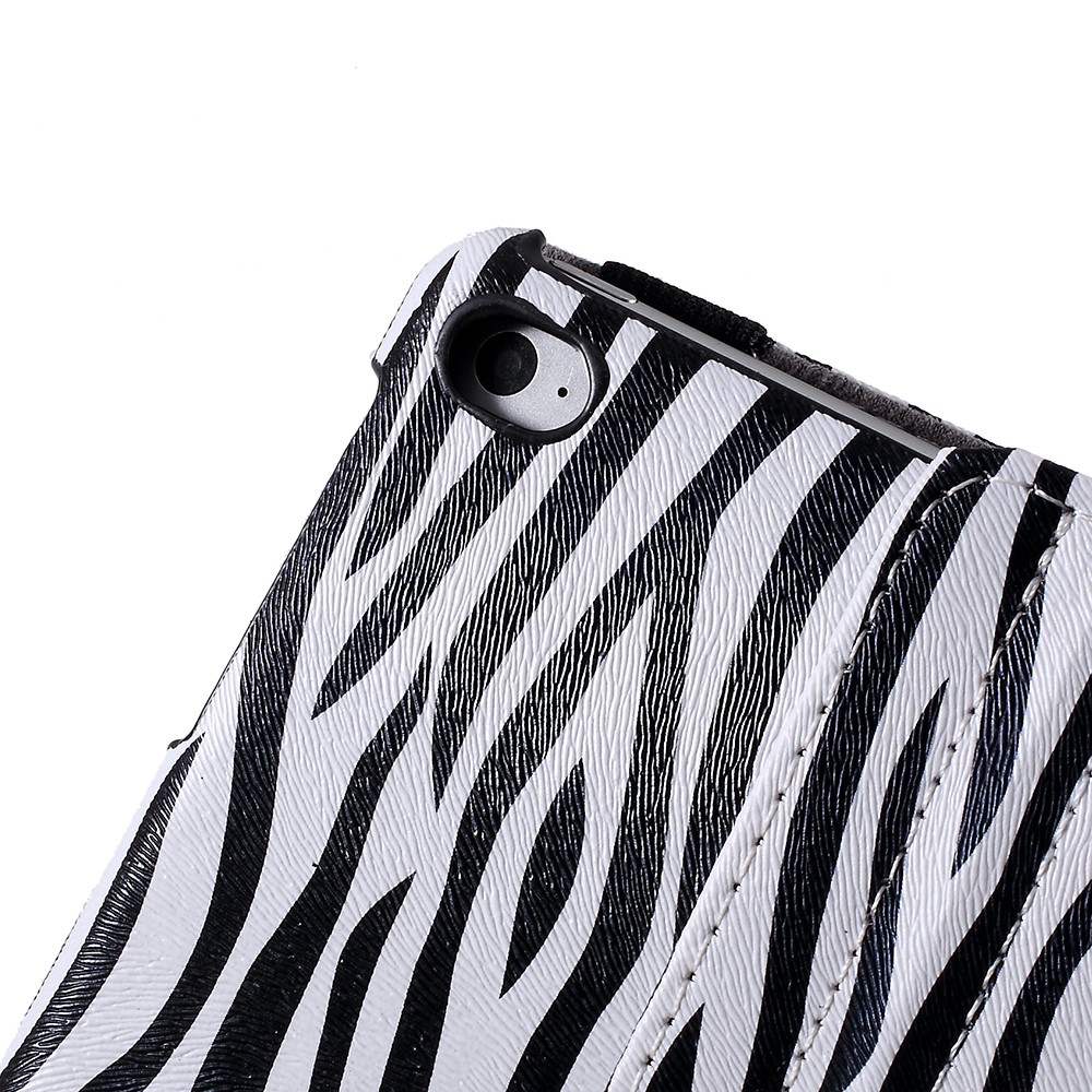 For iPad 9.7 (2018) / 9.7 (2017) PU Leather Flip Shell with 360 Degree Rotary Stand - Zebra Pattern / Grey-3