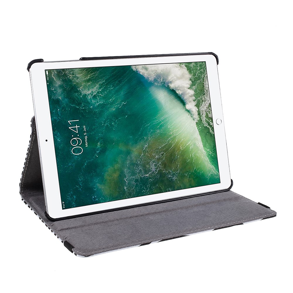 For iPad 9.7 (2018) / 9.7 (2017) PU Leather Flip Shell with 360 Degree Rotary Stand - Zebra Pattern / Grey-4