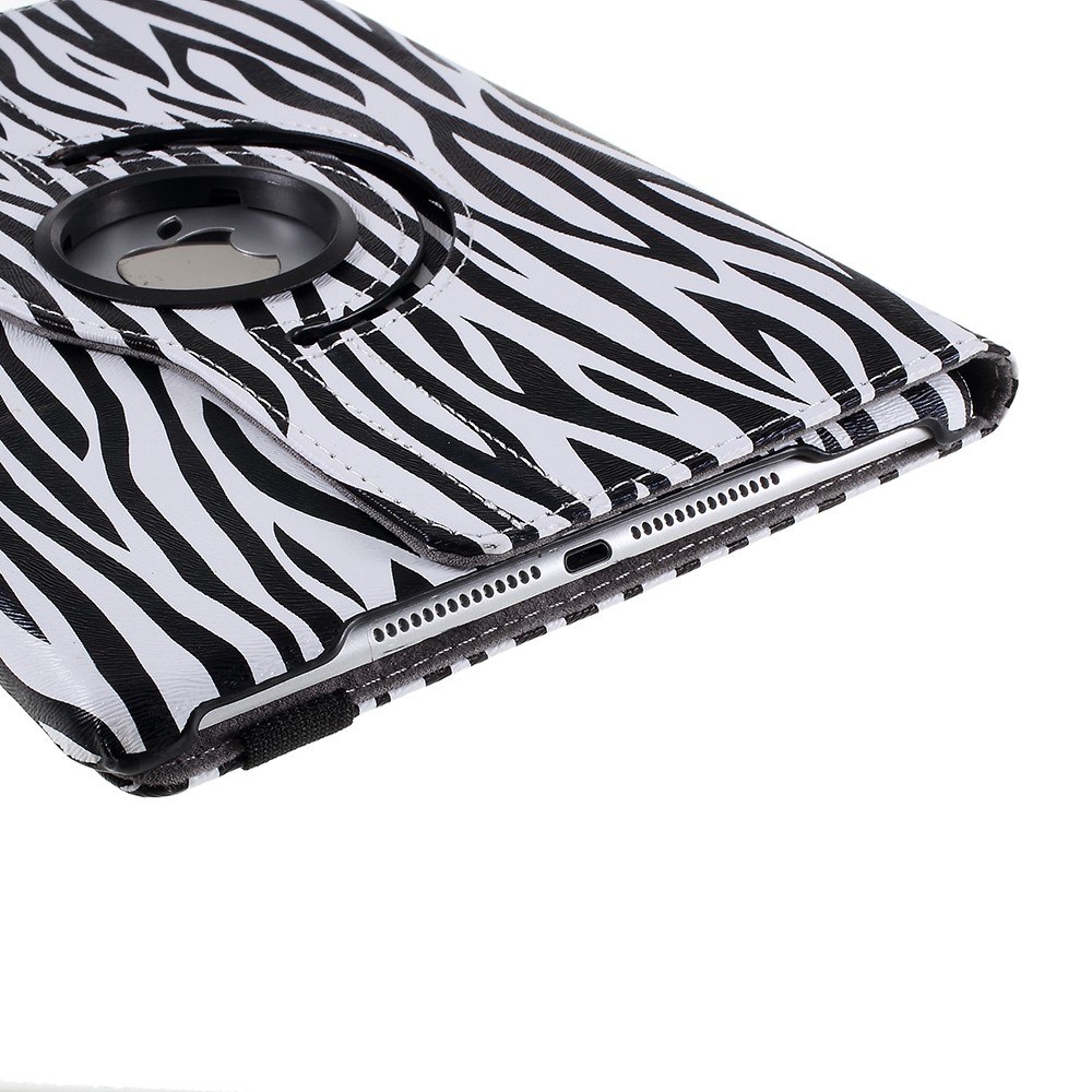 For iPad 9.7 (2018) / 9.7 (2017) PU Leather Flip Shell with 360 Degree Rotary Stand - Zebra Pattern / Grey-7