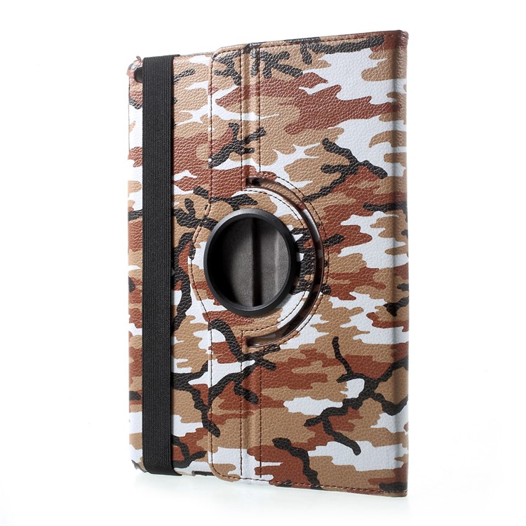 360 Degree Rotary Stand PU Leather Folio Cover for iPad 9.7 (2018) / 9.7 (2017) - Camouflage Pattern / Brown-1