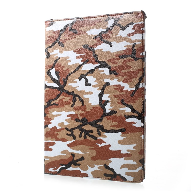 360 Degree Rotary Stand PU Leather Folio Cover for iPad 9.7 (2018) / 9.7 (2017) - Camouflage Pattern / Brown-3