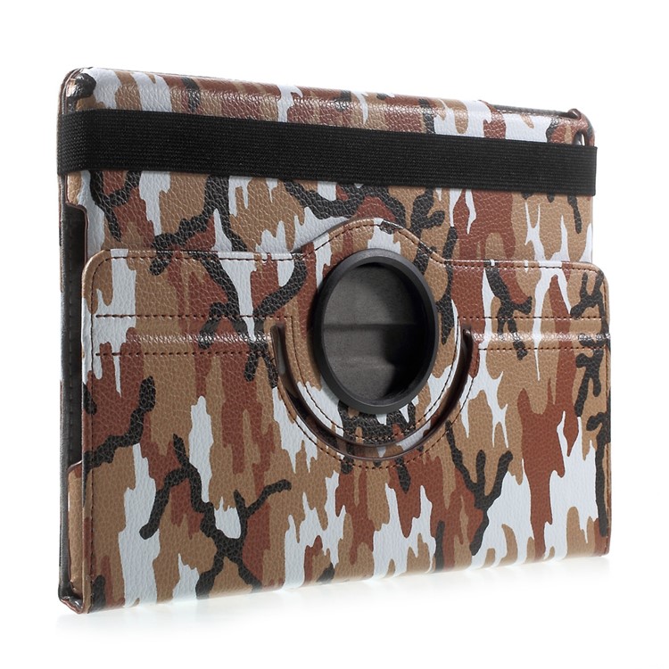 360 Degree Rotary Stand PU Leather Folio Cover for iPad 9.7 (2018) / 9.7 (2017) - Camouflage Pattern / Brown-4