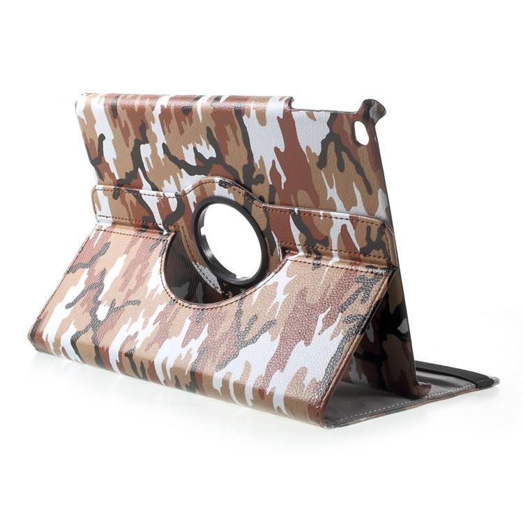 360 Degree Rotary Stand PU Leather Folio Cover for iPad 9.7 (2018) / 9.7 (2017) - Camouflage Pattern / Brown-5