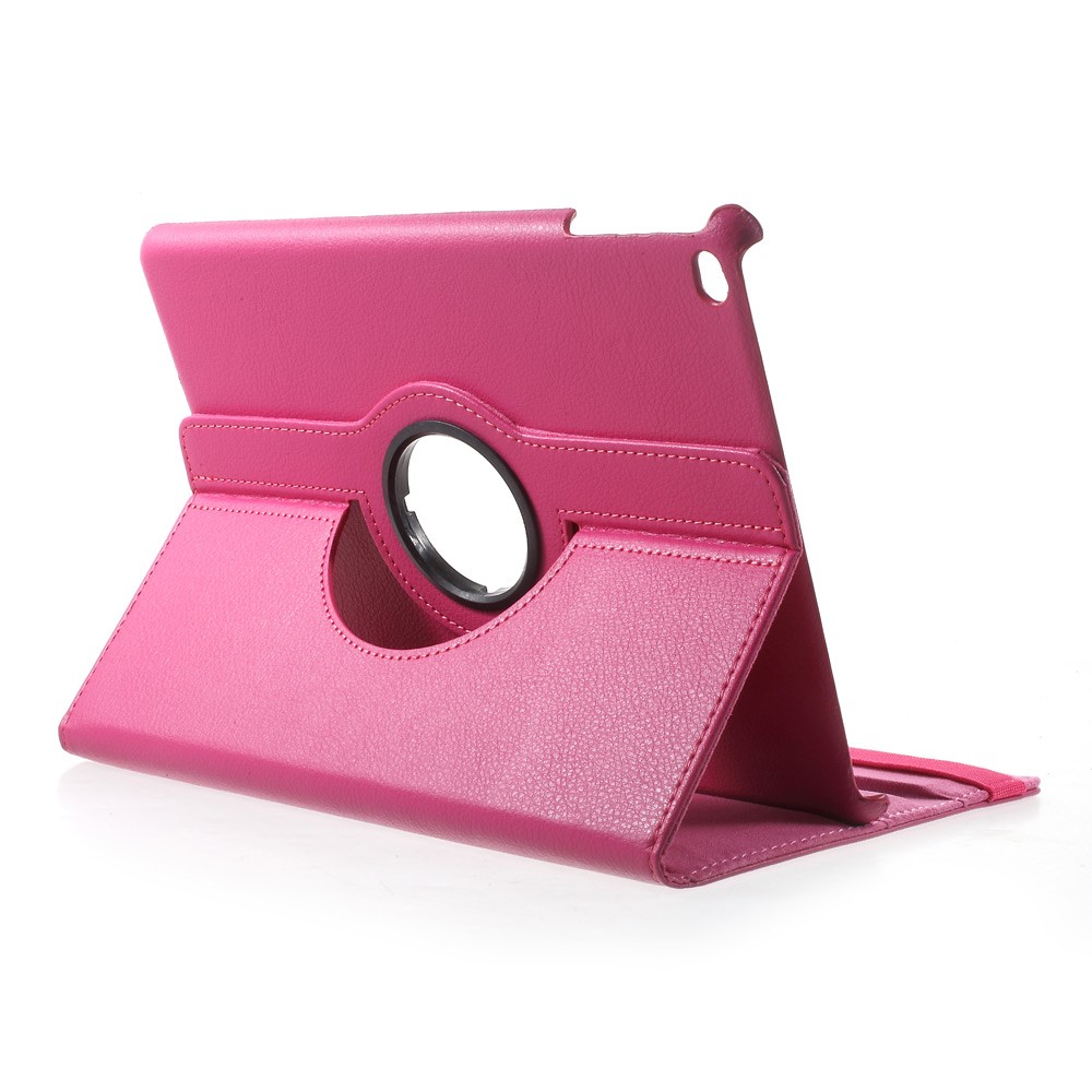 For iPad 9.7 (2018) / 9.7 (2017) / Air 2 / Air 360 Degree Rotary Litchi Grain Stand Leather Protective Case - Rose-2