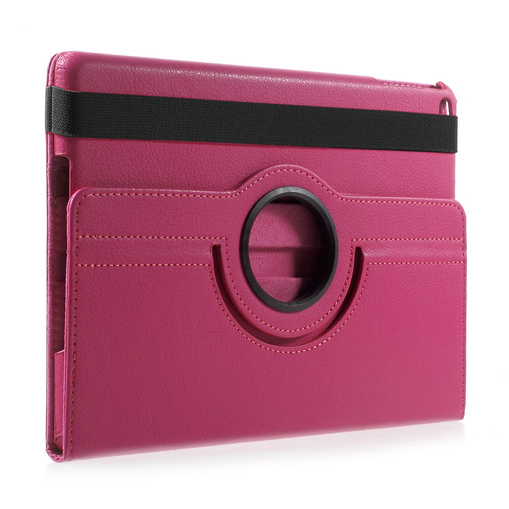 For iPad 9.7 (2018) / 9.7 (2017) / Air 2 / Air 360 Degree Rotary Litchi Grain Stand Leather Protective Case - Rose-5