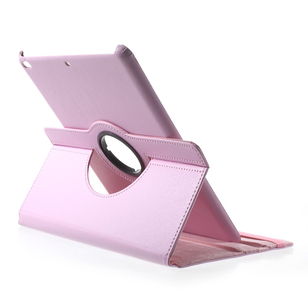 360 graus rotativo stand litchi textura couro casing acessório para iPad 9.7 (2017) - rosa-3