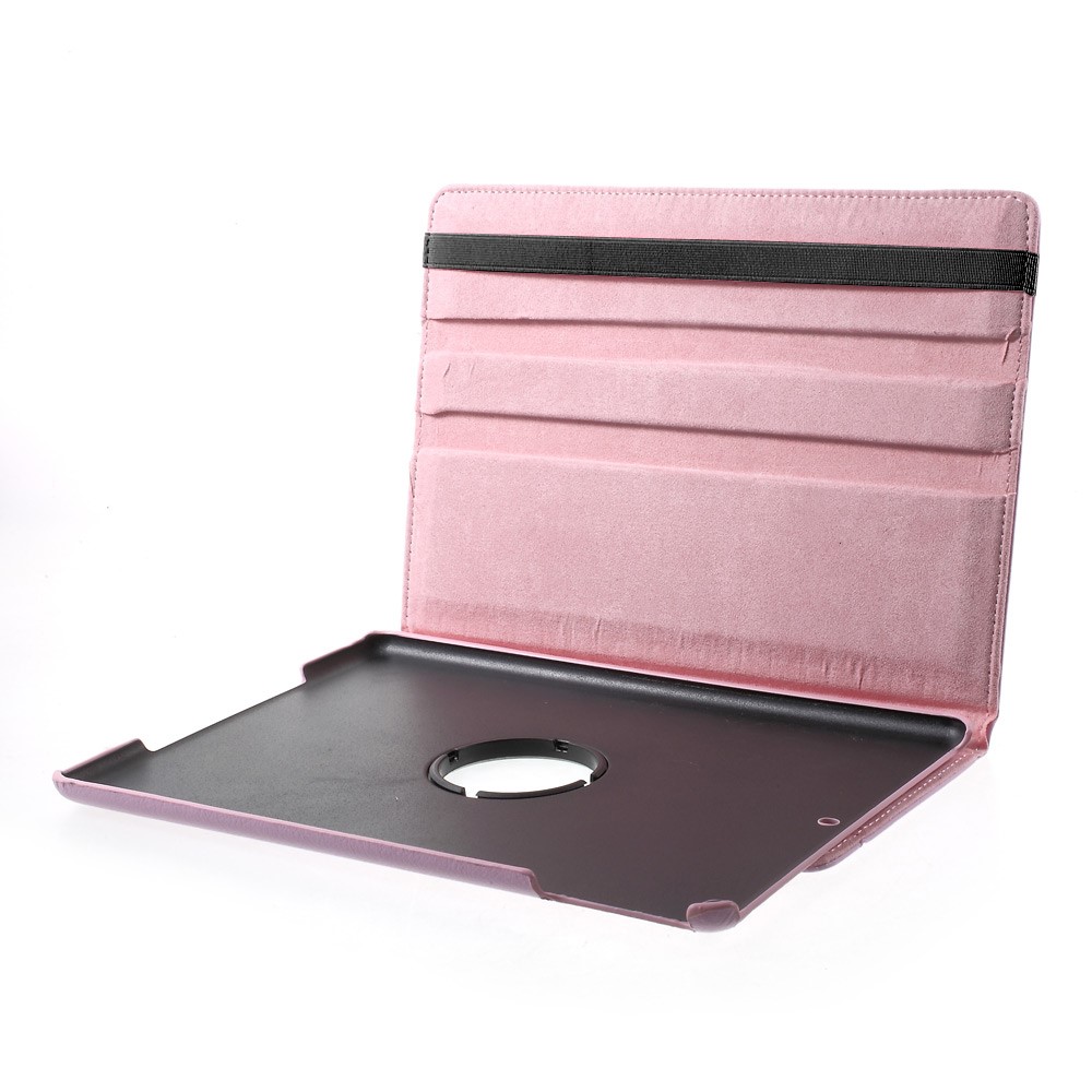 360 graus rotativo stand litchi textura couro casing acessório para iPad 9.7 (2017) - rosa-4