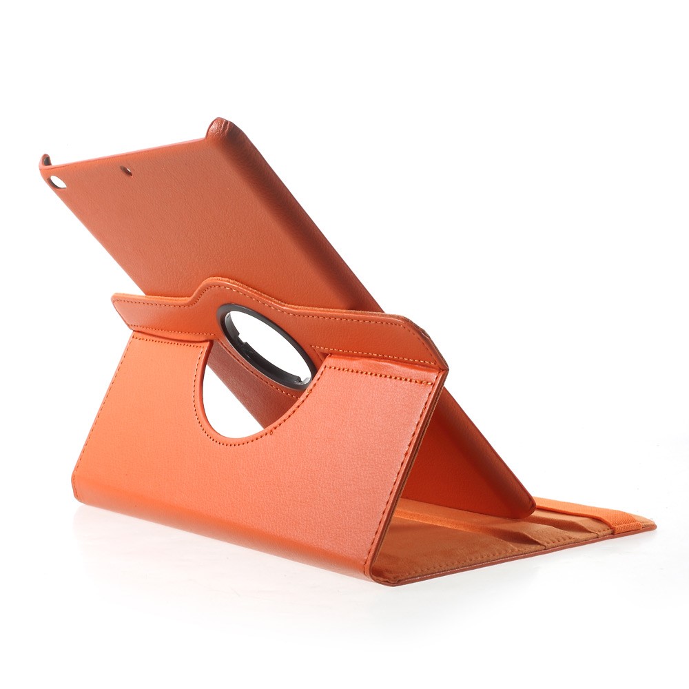 For iPad 9.7 (2018) / 9.7 (2017) / Air 2 / Air 360 Degree Rotary Foldable Litchi Skin Leather Case Cover - Orange-3