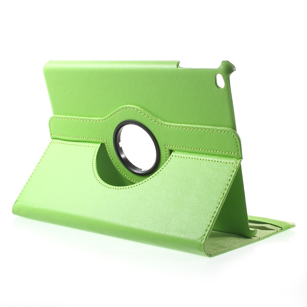 Tableau Rotatif À 360 Degrés Litchi Grain Cuir Case Avec Brand Hollow + Bande De Fixation Élastique Pour IPad 9.7 (2018) / 9.7 (2017) / Air 2 / Air - Vert-2