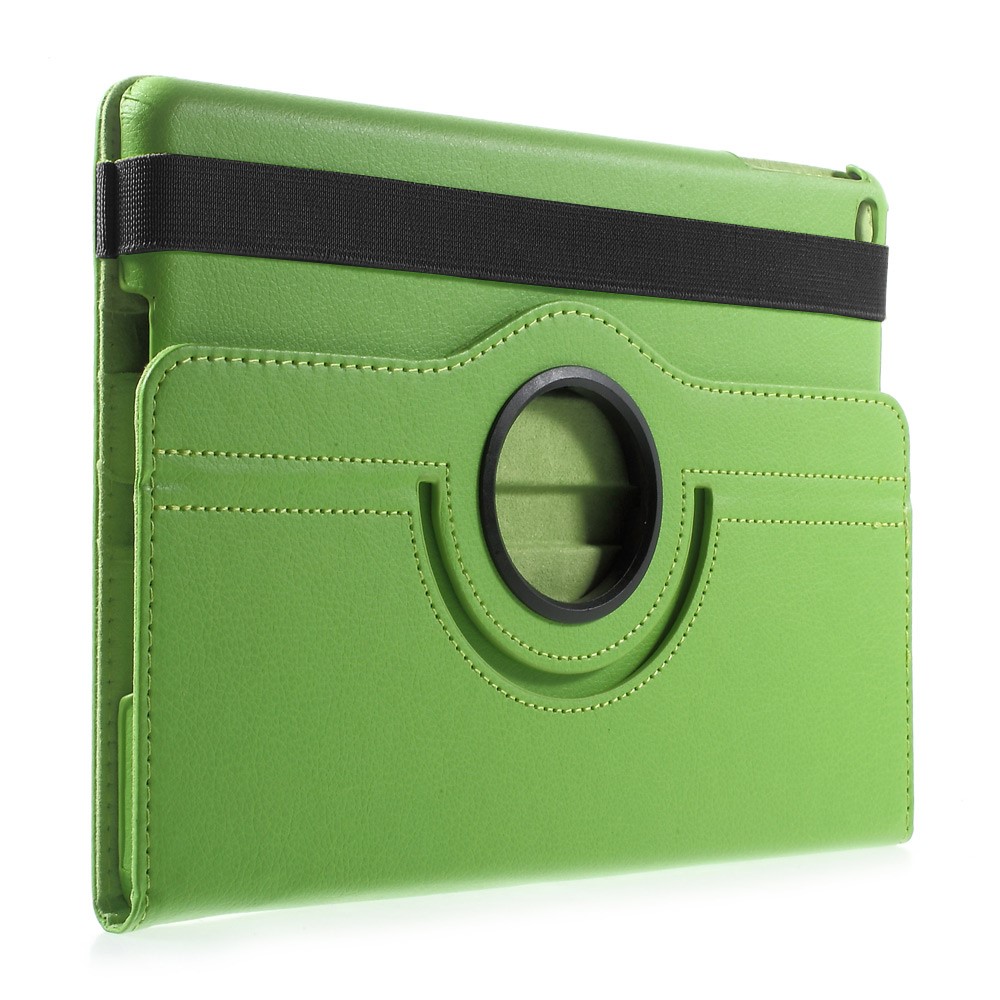 Tableau Rotatif À 360 Degrés Litchi Grain Cuir Case Avec Brand Hollow + Bande De Fixation Élastique Pour IPad 9.7 (2018) / 9.7 (2017) / Air 2 / Air - Vert-5