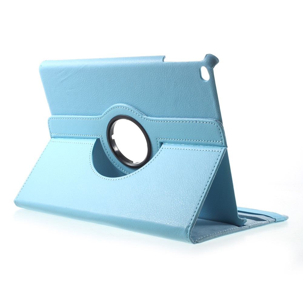 Für iPad 9.7(2017) 360 Grad Rotation Stand Litchi Korn Leder Cover Shell - Baby blau-2