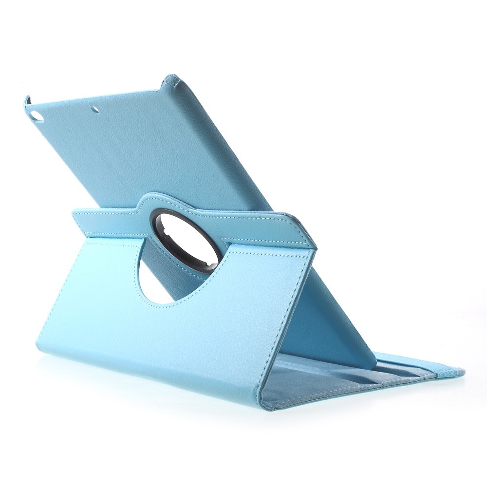 Für iPad 9.7(2017) 360 Grad Rotation Stand Litchi Korn Leder Cover Shell - Baby blau-3