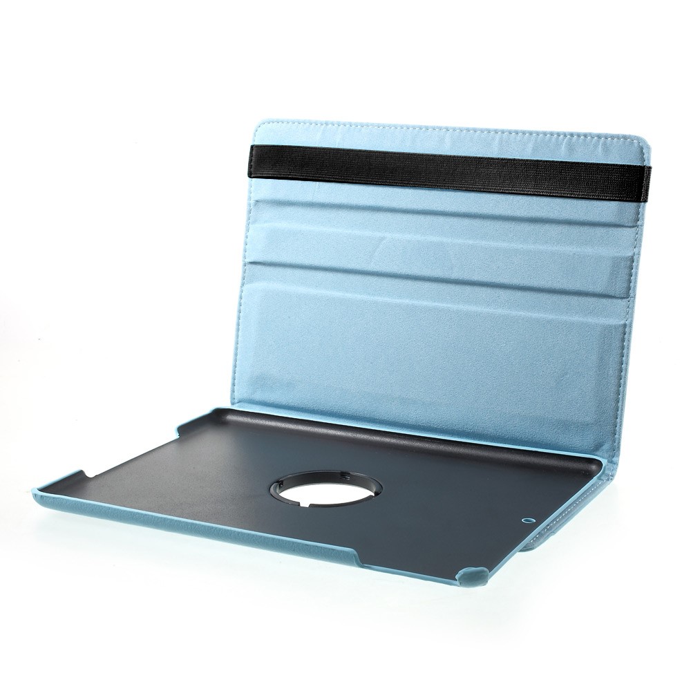 Für iPad 9.7(2017) 360 Grad Rotation Stand Litchi Korn Leder Cover Shell - Baby blau-4