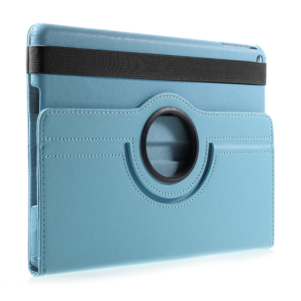 Für iPad 9.7(2017) 360 Grad Rotation Stand Litchi Korn Leder Cover Shell - Baby blau-5